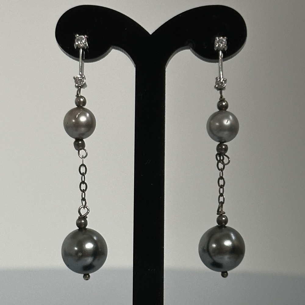 14k real white Gold  Drop Earrings​​​​​​​